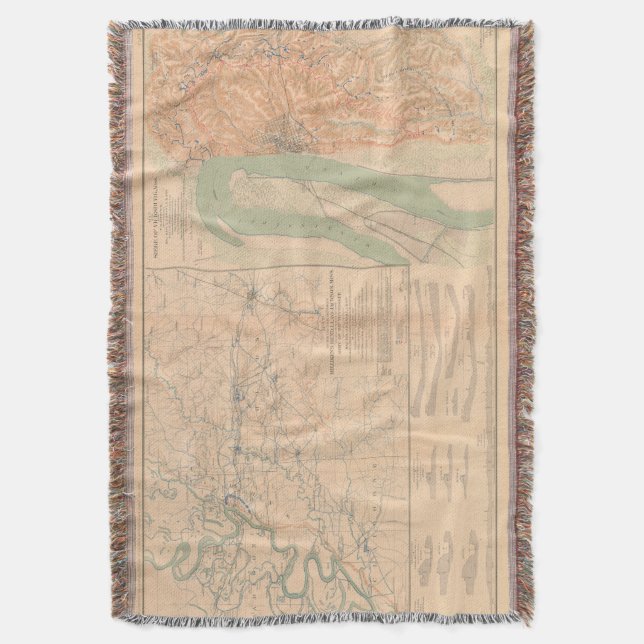 Siege of Vicksburg Map Throw Blanket (Front Vertical)