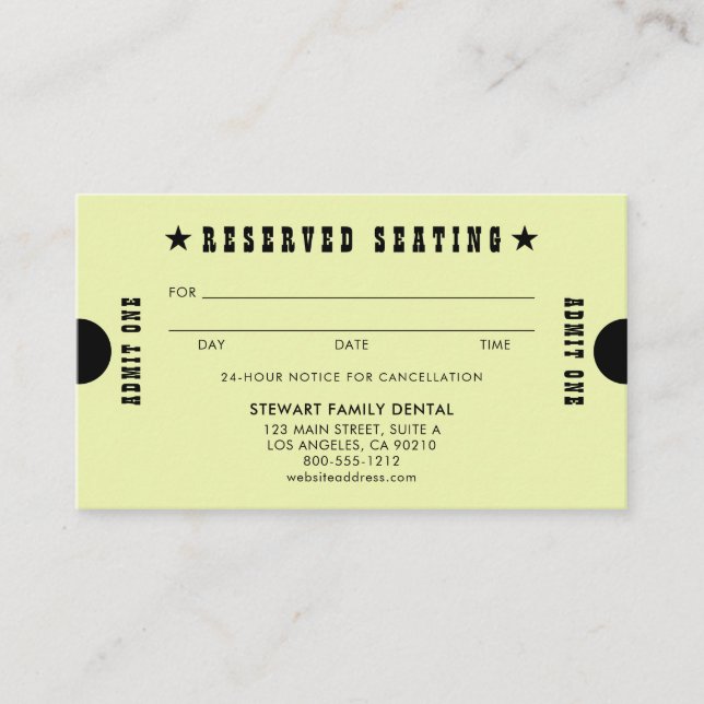 Siège réservé Jaune Rendez-vous dentaire (Devant)