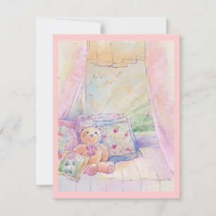 Sièges à fenêtre Teddy Bear Joli rose Invitations