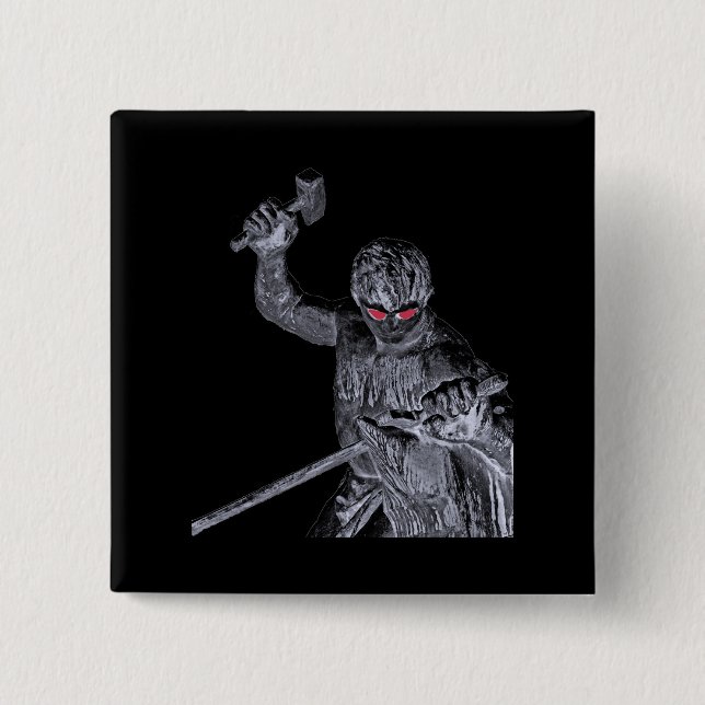 Siegfried Statue, Bismarck Memorial,Berlin(Evil) 2 Inch Square Button (Front)