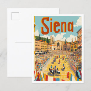 Siena Italy Art Vintage Travel Illustration Postcard