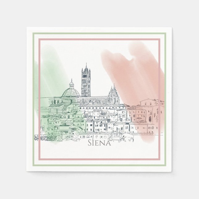 Siena Italy Tower Dome and Italian Flag Colours Napkin (Front)