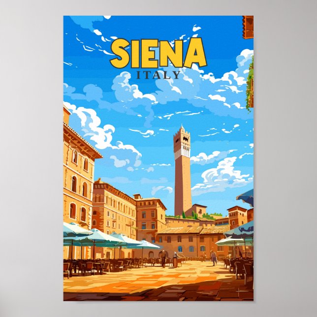 Siena Italy Travel Art Vintage Illustration  Poster (Front)