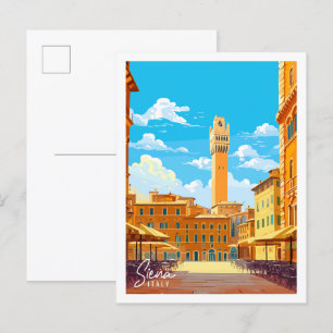 Siena Italy vintage travel illustration Postcard