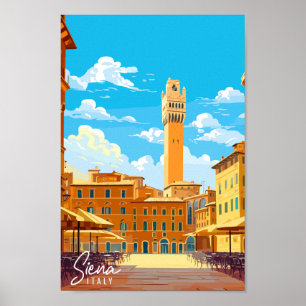 Siena Italy vintage travel illustration Poster