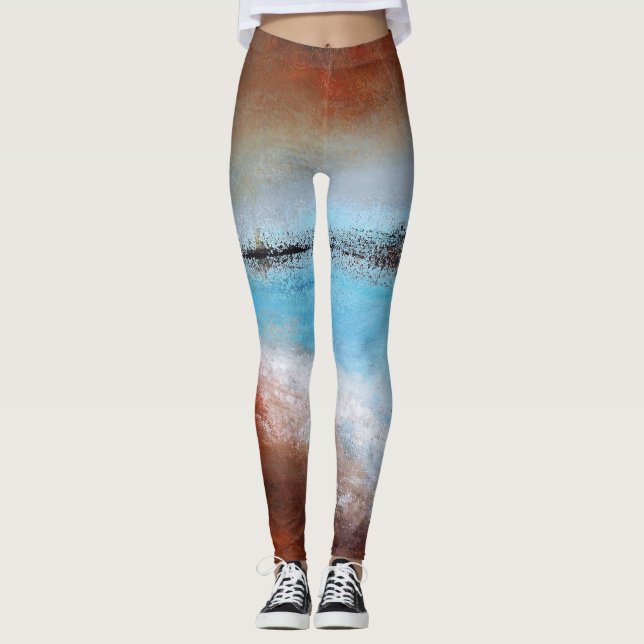 Siena Turquoise Abstract II Dance Leggings (Front)
