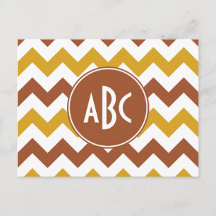 Sienna and Goldenrod Zigzag Monogram Postcard