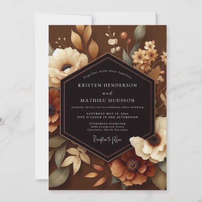 Sienna Autumn Floral Wedding Invitation (Front)