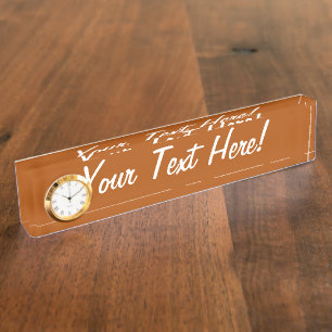 Sienna brown colour decor ready to customize nameplate