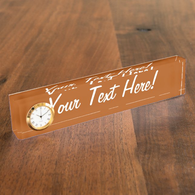 Sienna brown colour decor ready to customize nameplate (Side)