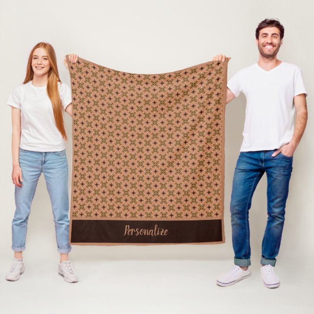 Sienna & Brown Modern Pattern Design Personalize Fleece Blanket (In Situ)