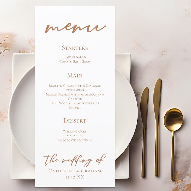 Sienna Brown Script Minimalist Custom Wedding Menu (Creator Uploaded)