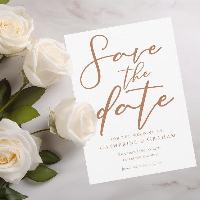 Sienna Brown Typography Minimalist Save The Date (Creator Uploaded)