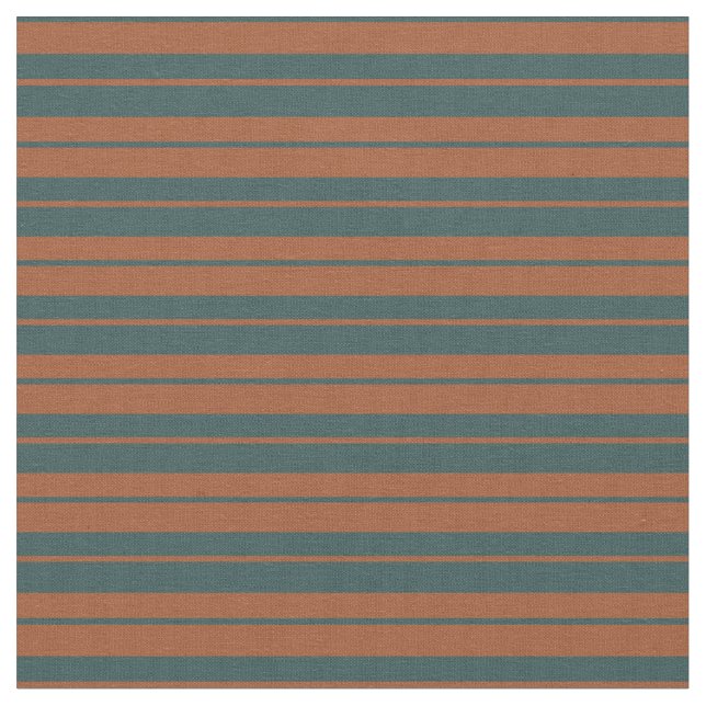 Sienna & Dark Slate Grey Stripes/Lines Pattern Fabric (Close Up)