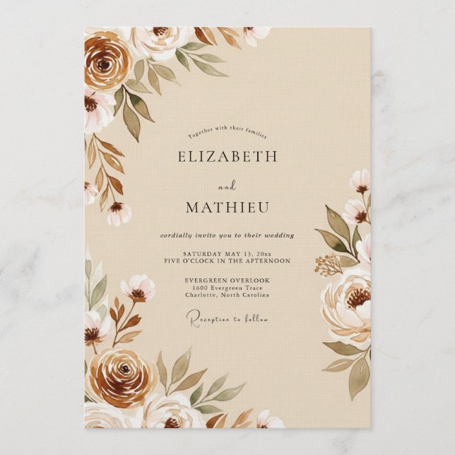 Sienna Ethereal Bloom Wedding Invitation (Front)