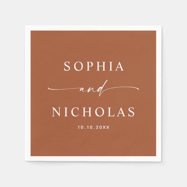 Sienna Fall Wedding | Terracotta Desert Cocktail Napkin (Front)