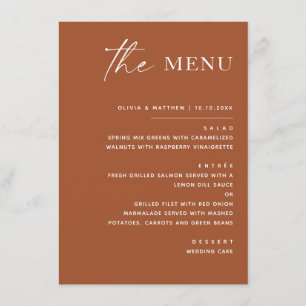 Sienna Fall Wedding Warm Terracotta Brown Desert Menu