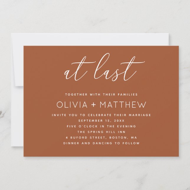 Sienna Fall Wedding | Warm Terracotta QR Code Invitation (Front)