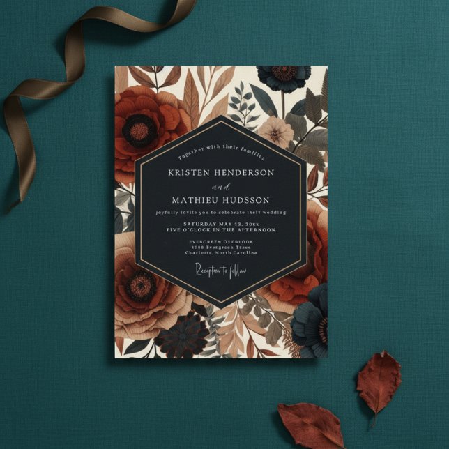 Sienna Floral Autumn Elegance Wedding Invitation (Creator Uploaded)