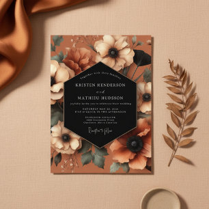 Sienna Floral Moody Elegance Wedding Invitation