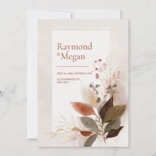 Sienna Gold Vein Leaf Wedding Invitation