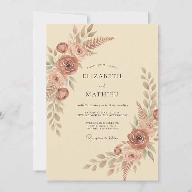 Sienna Lush Autumnal Wedding Invitation (Front)