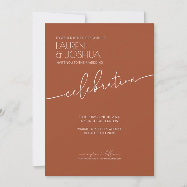 Sienna • Modern Minimalist Script Wedding Invitation (Front)