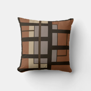 Sienna Orange & Brown Artistic Geometric Design Throw Pillow