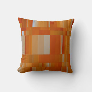 sienna orange-brown & grey squares pattern throw pillow