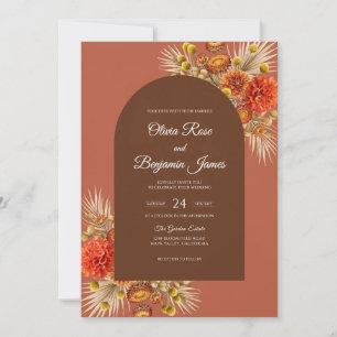Sienna Pampas Grass Eucalyptus Wedding Invitation