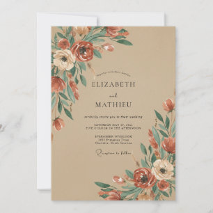 Sienna Rustic Floral Wedding Invitation
