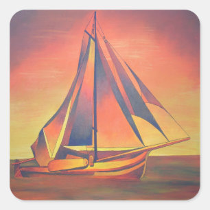 Sienna Sails at Sunset Square Sticker