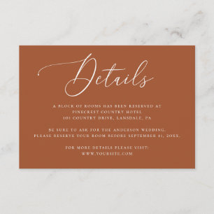 Sienna Wedding Details   Terracotta Accommodation Enclosure Card