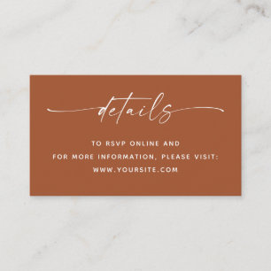 Sienna Wedding Details with QR Code   Terracotta Enclosure Card