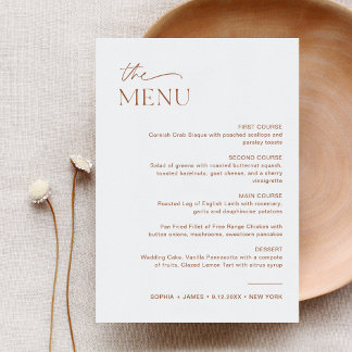 SIENNA Wedding Dinner Menu 5x7 Card