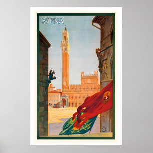 Sienne Toscane Italie Affiche de voyage vintage -
