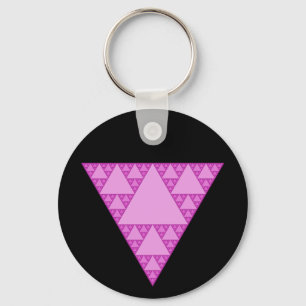 Sierpinski Triangle as a Pink Triangle LGBTQ+ Keychain