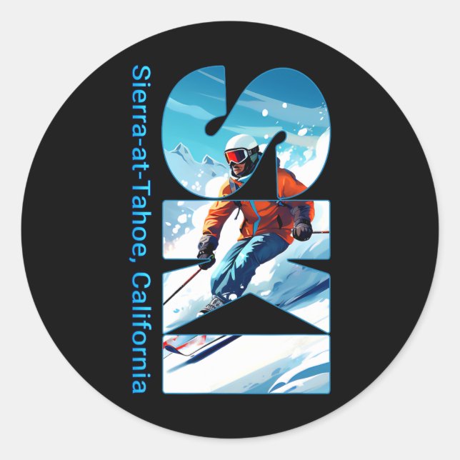 Sierra-at-tahoe Cool Skiing Vacation Ski Outdoor S Classic Round Sticker (Front)