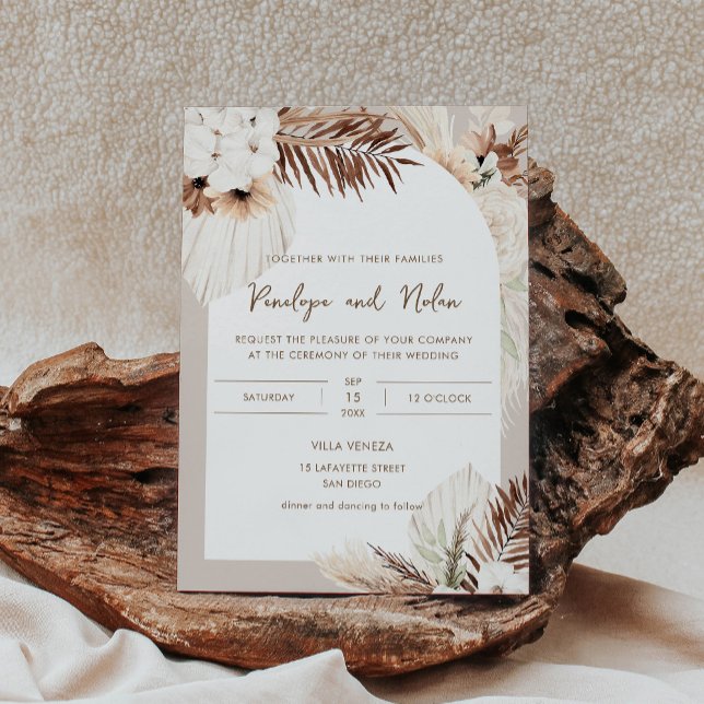 SIERRA Bohemian Dried Foliage Palm Wedding Invitation (Creator Uploaded)