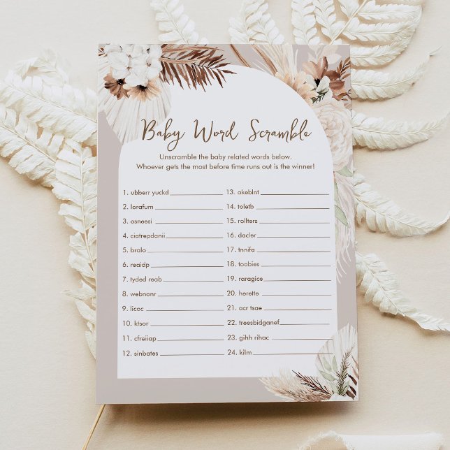 SIERRA Boho Baby Word Scramble Carte de jeu (Créateur téléchargé)