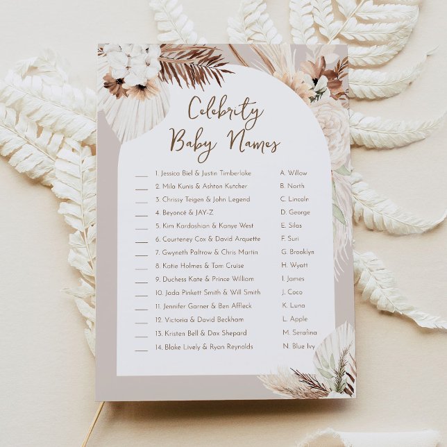 SIERRA Boho Celebrity Baby Name Baby Shower Game Invitation (Creator Uploaded)
