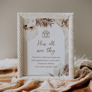 SIERRA Boho How Old Were They Bridal Game Sign