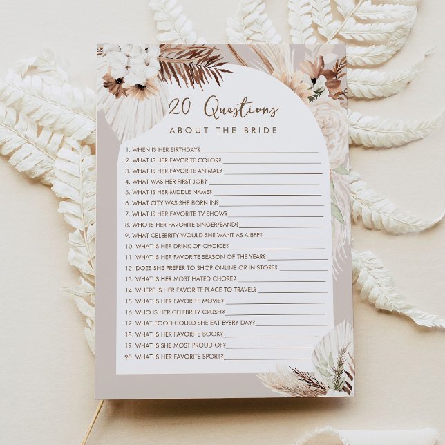 SIERRA Boho Twenty Questions About the Bride Game Invitation (Creator Uploaded)