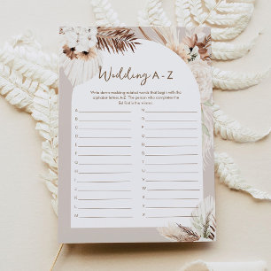 SIERRA Boho Wedding A-Z Bridal Shower Game Card