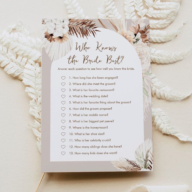 SIERRA Boho Who Knows The Bride Best Bridal Game Invitation (Creator Uploaded)
