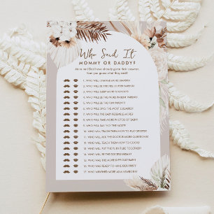 SIERRA Boho Who Said It Mommy Daddy Baby Game Card