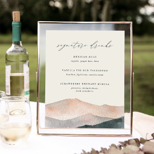 Sierra Dusk Mountain Wedding Signature Drink Sign