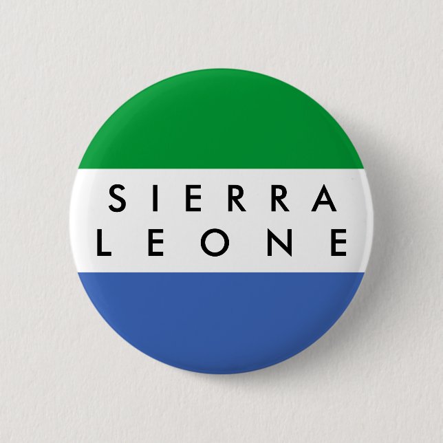 Sierra Leone country flag nation symbol name text 2 Inch Round Button (Front)
