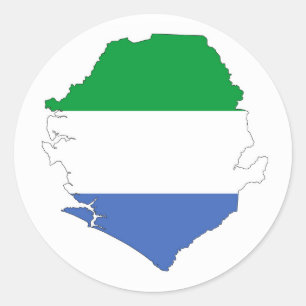 sierra leone country flag shape map symbol classic round sticker
