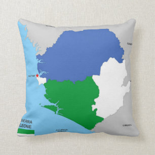 sierra leone country political map flag throw pillow